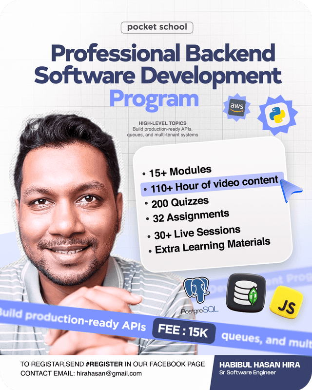 Professional ব্যাকেএণ্ড সফটওয়ার ডেভলপমেণ্ট প্রোগ্রাম